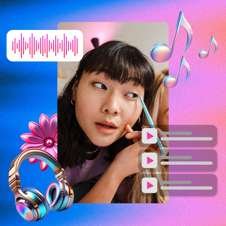 Adobe Express & TikTok music library – composite image – no copy