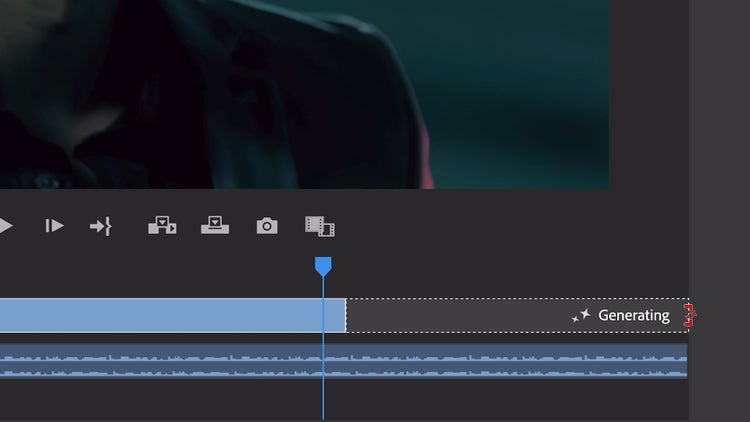 AI for Pro Video – Video timeline UI with generating status indicator image