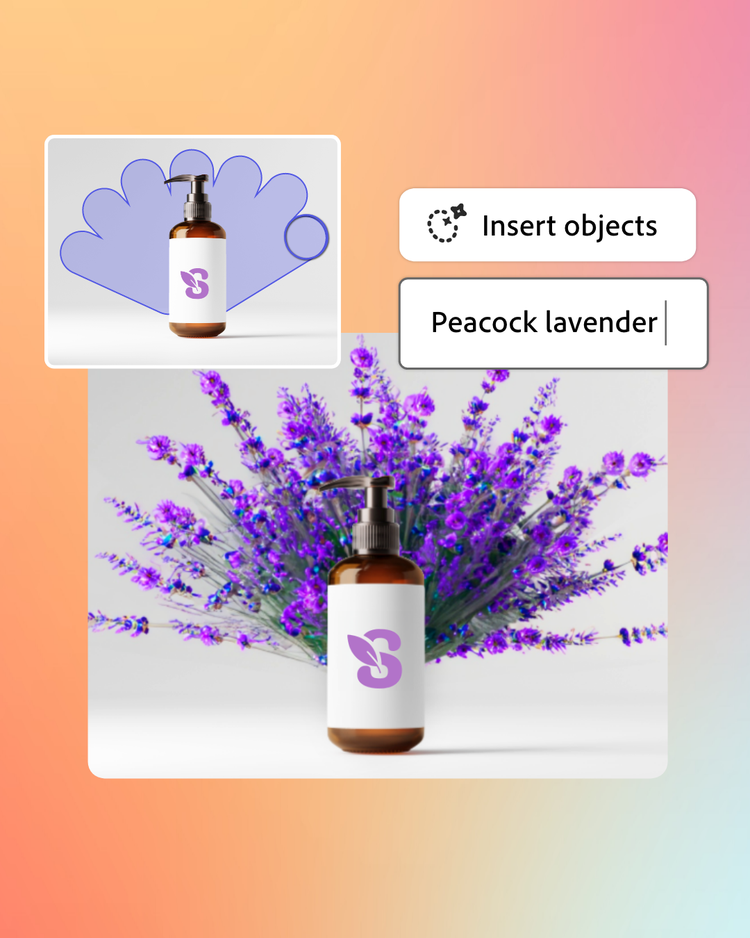 Adobe Express mobile app with Firefly – Mock yoga video asset on gradient background image