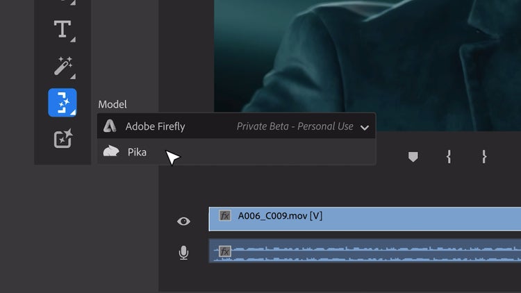 AI for Pro Video – Video timeline UI with Pika button image