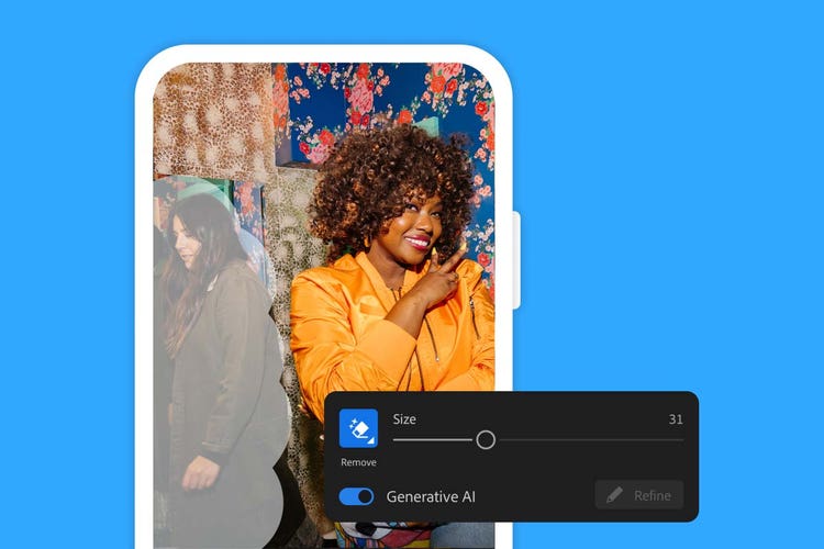 Adobe Firefly Generative Remove in Lightroom – remove person image – on phone