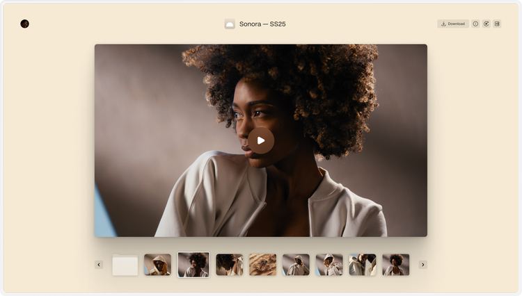 Frame.io – Page with a Video player with person image