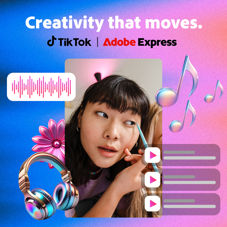Adobe Express & TikTok music library – composite image