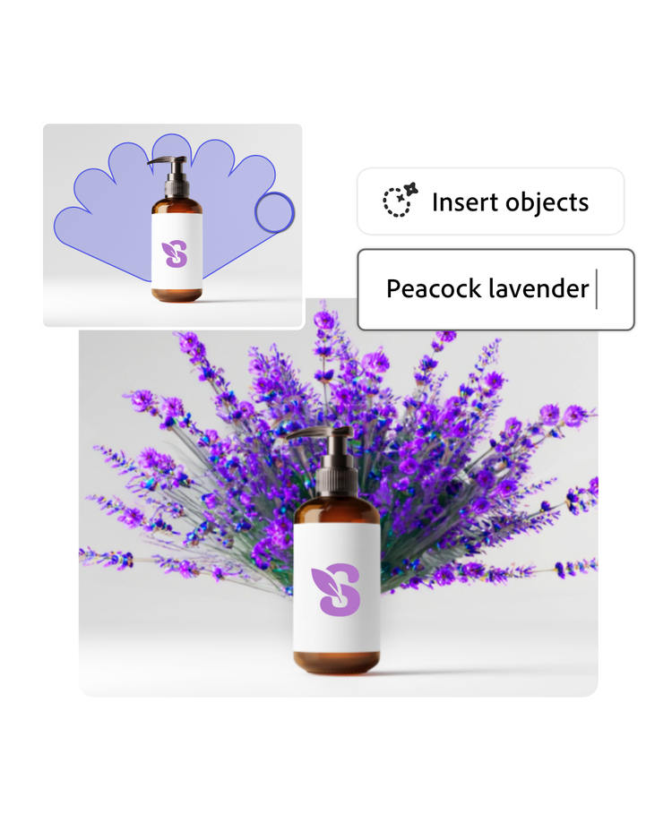 Adobe Express mobile app with Firefly – Mock lotion asset with text prompt image
