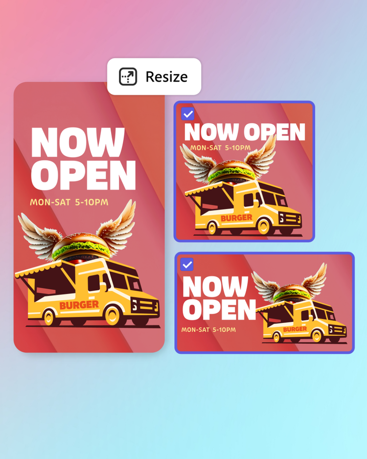 Adobe Express mobile app with Firefly – Mock asset with generate QR code option on gradient background image