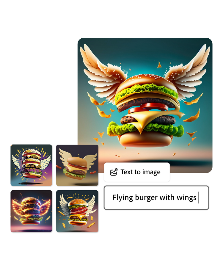 Adobe Express mobile app with Firefly – Mock asset with text to image prompt image