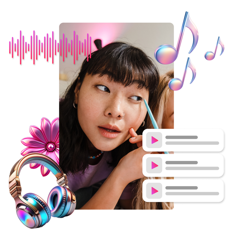 Adobe Express & TikTok music library – composite image – no bg