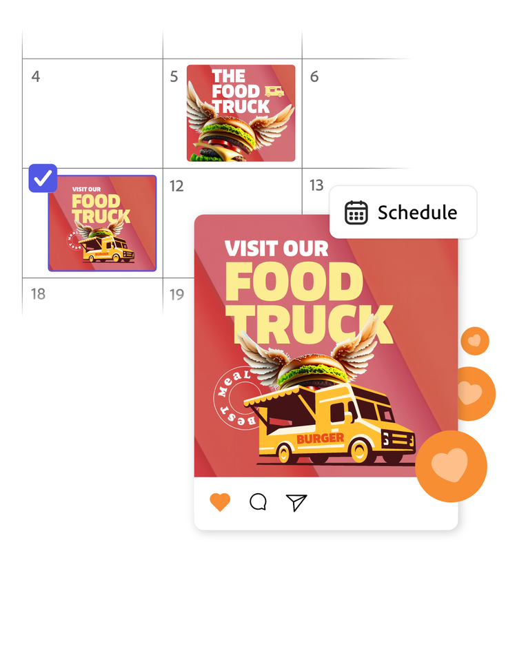 Adobe Express mobile app with Firefly – Mock food truck asset with schedule option image