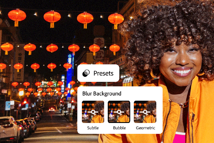 Adobe Firefly Generative Remove in Lightroom – blur background street GIF – presets