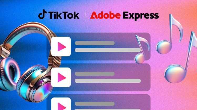 Adobe Express & TikTok music library – composite image – landscape