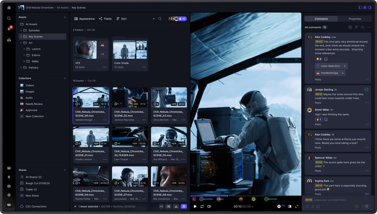 Frame.io – UI Thumbnail grid with comments image