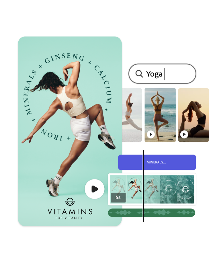 Adobe Express mobile app with Firefly – Mock yoga video asset image