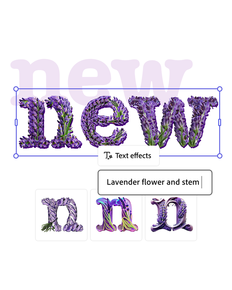 Adobe Express mobile app with Firefly – Mock asset with text effect prompt image