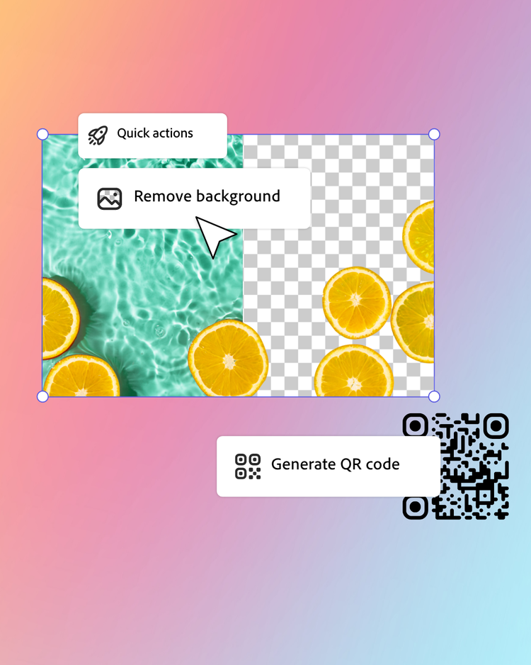 Adobe Express mobile app with Firefly – Mock lotion asset with text prompt on gradient background image