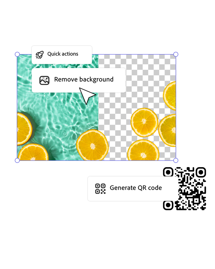 Adobe Express mobile app with Firefly – Mock asset with generate QR code option image