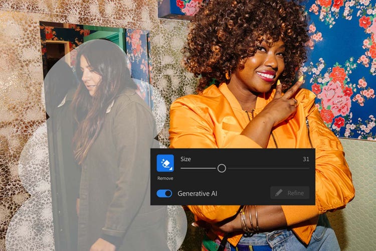 Adobe Firefly Generative Remove in Lightroom – remove person image – adjust