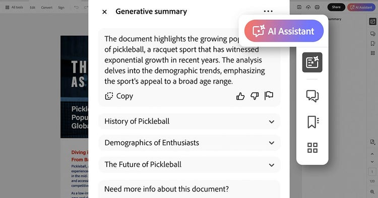 Acrobat AI Assistant – Document with Generative summary image