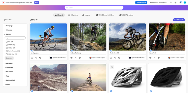 Generative AI-Powered Content Hub – Grid view UI image